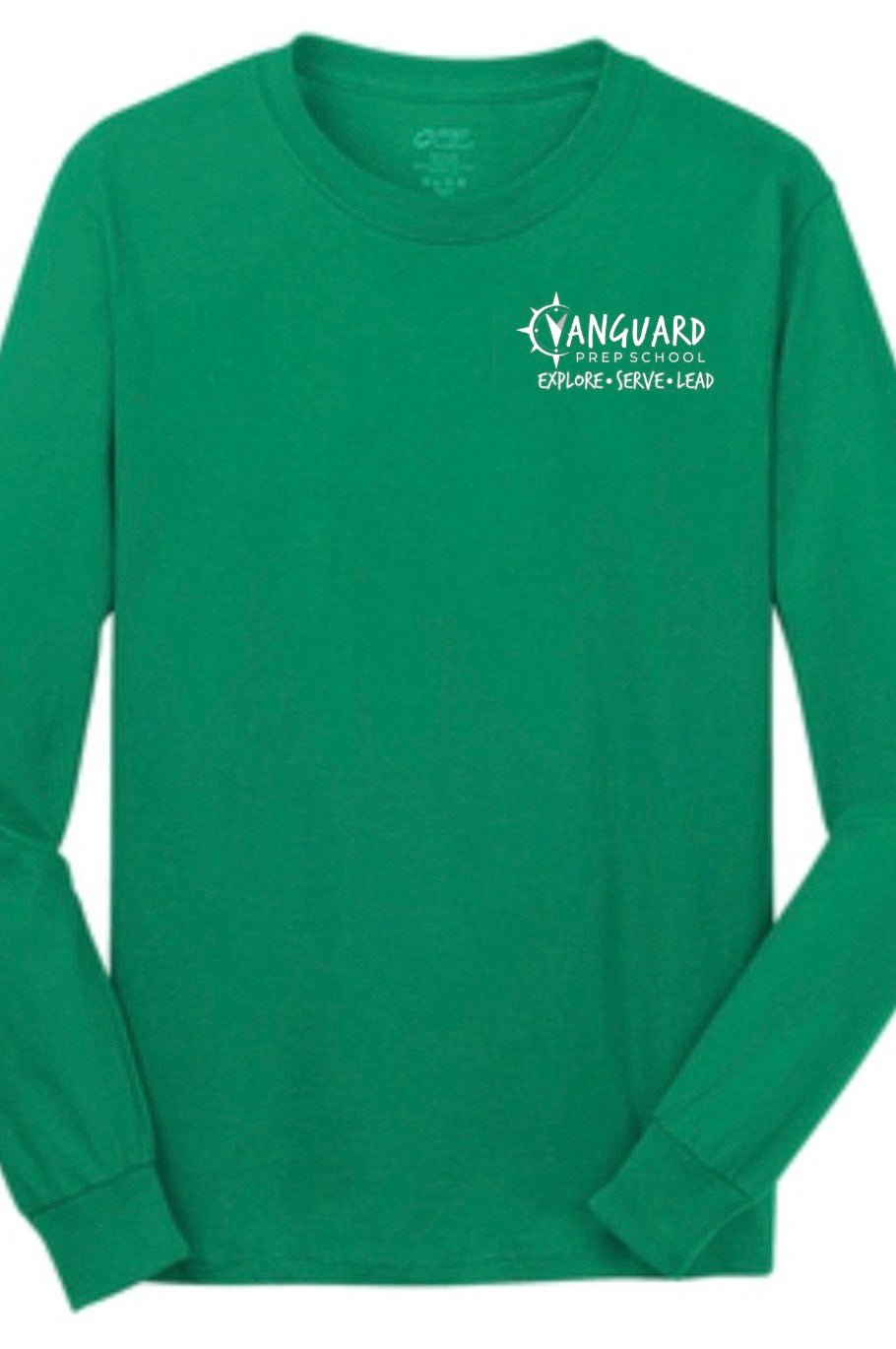 1- Vanguard Green  Cotton Long Sleeve - High School